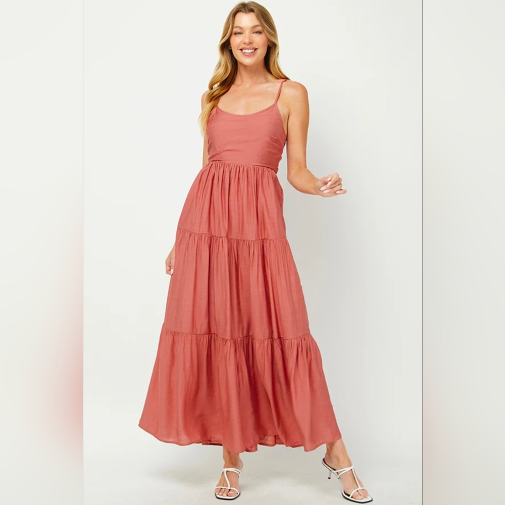 Large Yura Women's Mauve Bow Back Dress-NWT